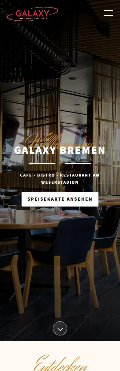 Mobile Ansicht der Galaxy Bremen Website